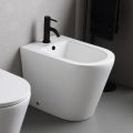 Bideu Salice cu o singură gaură, montat pe podea, din ceramică albă, cu un design modern și elegant