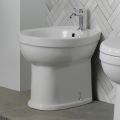 Bideu cu o singură gaură, montat pe podea, din ceramică albă, cu design clasic - Silica