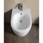 Bideu Aster cu o singură gaură, montat pe podea, din ceramică albă durabilă, cu design modern Viadurini