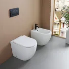 Bideu cu o singură gaură, montat pe podea, din ceramică albă durabilă, cu un design modern - Olmo Viadurini