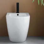 Bideu cu o singură gaură, montat pe podea, din ceramică albă durabilă, cu un design modern - Olmo Viadurini