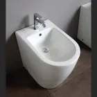 Bideu cu o singură gaură și scurgere deplasată din ceramică, cu design modern - Oleandro  Viadurini