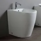 Bideu cu o singură gaură și scurgere deplasată din ceramică, cu design modern - Oleandro  Viadurini