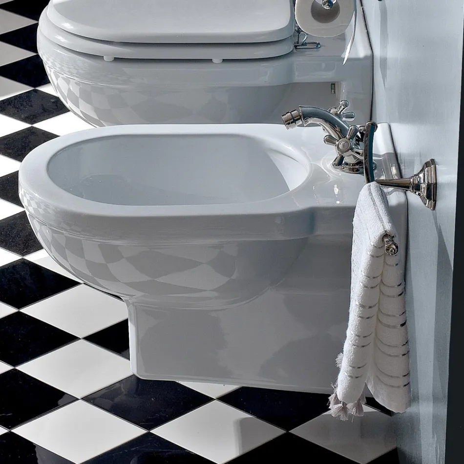 Bidet clasic cu o singură gaură în ceramică albă fabricat în Italia - Marwa Viadurini