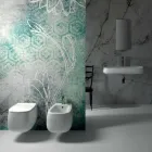 Design bideu suspendat în ceramica albă Gaiola, fabricat în Italia Viadurini