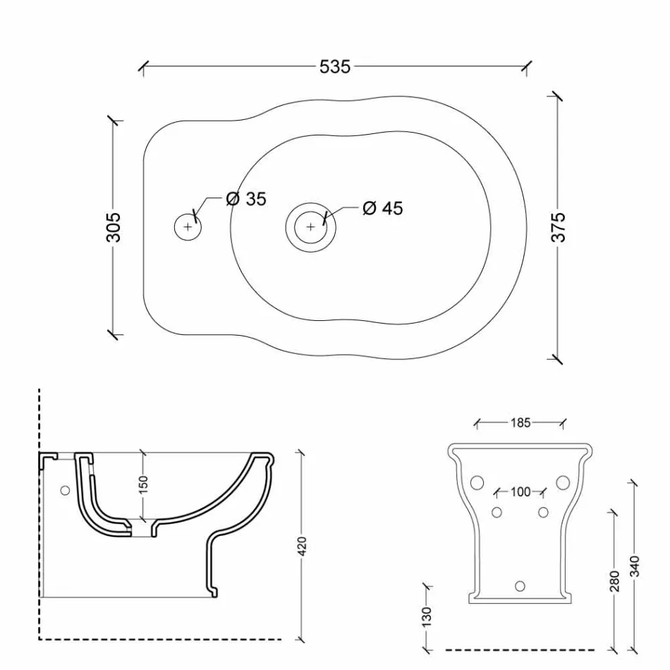 Hung bideu Stil Modern 54x36 cm în ceramică albă, realizate în Italia Viadurini