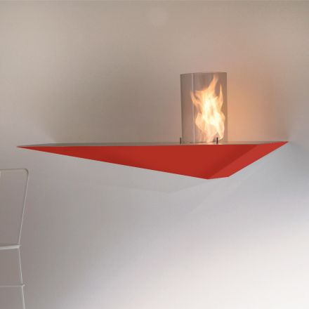 Biofireplace de perete cu design modern din oțel vopsit și sticlă - Malcolm Viadurini