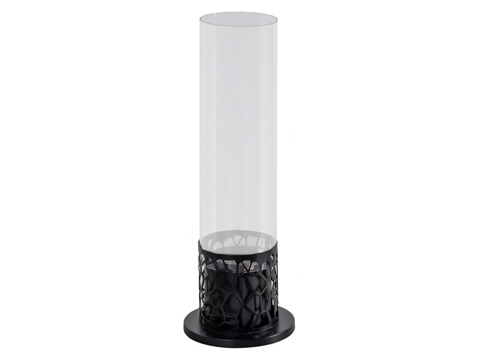 Biosemineu cilindric de masa din sticla securizata si metal negru - Ringo Viadurini