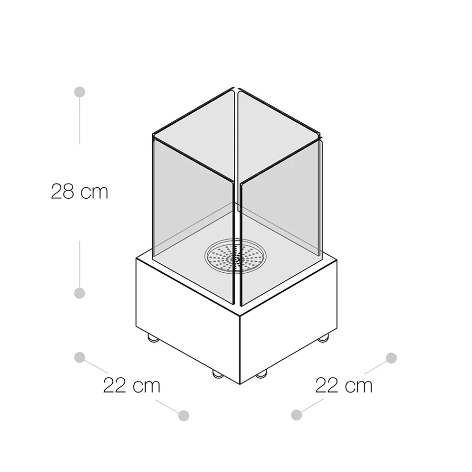 Biosemineu de masa din sticla securizata cu baza din metal negru - Coriano Viadurini