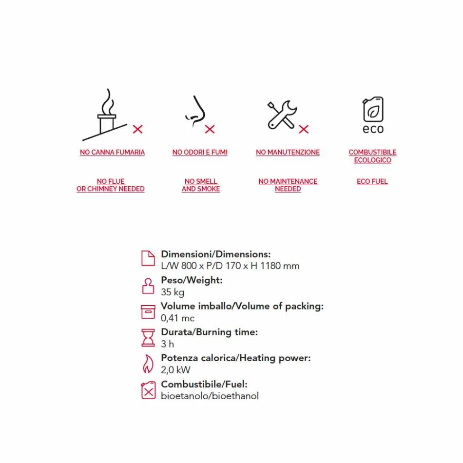 Biocamino de bioetanol pământ, Todd un design modern în formă de flacără Viadurini