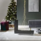 Biosemineu de pardoseala cu structura cu doua fete din sticla si metal negru - Squillo Viadurini