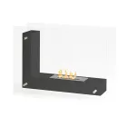 Biosemineu de pardoseala cu structura cu doua fete din sticla si metal negru - Squillo Viadurini