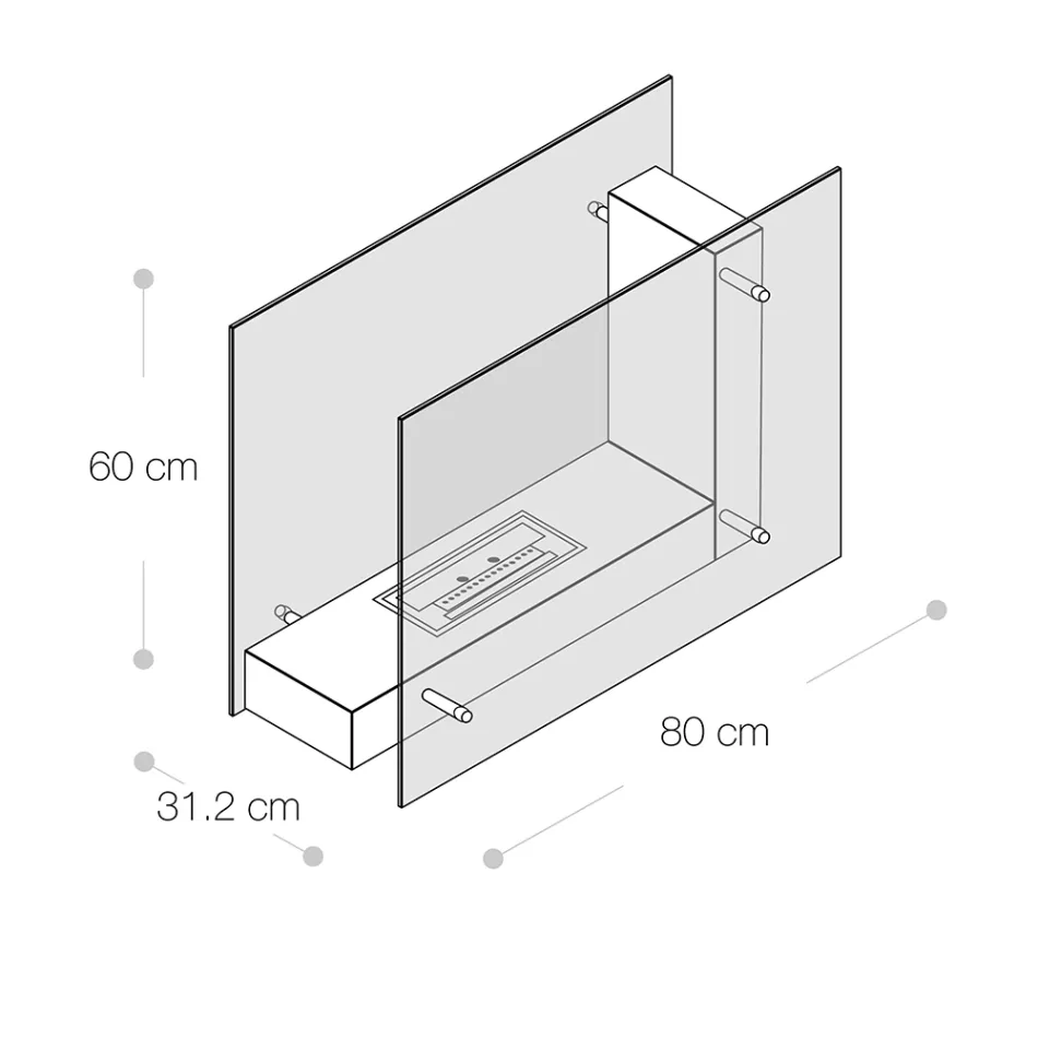 Biosemineu de pardoseala cu structura pe doua fete din sticla si metal - Planeto Viadurini