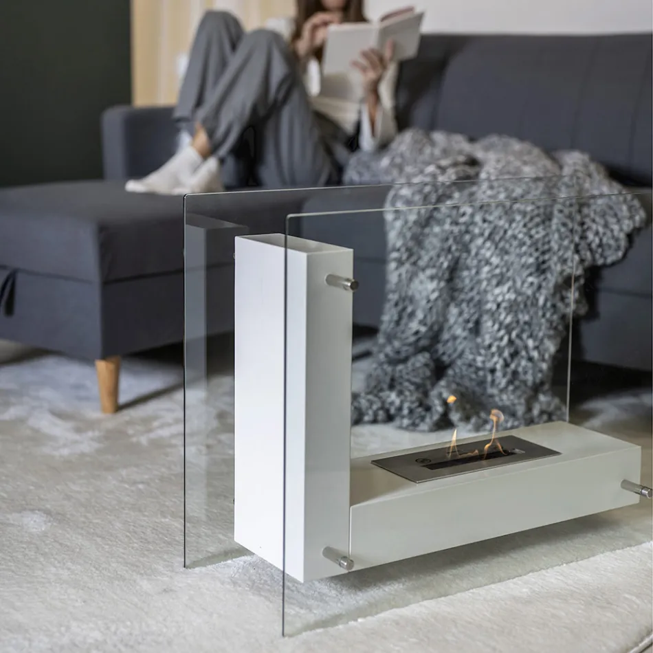 Biosemineu de pardoseala cu structura pe doua fete din sticla si metal - Planeto Viadurini