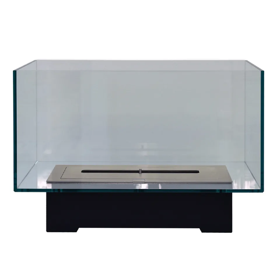 Șemineu de podea cu design modern în sticlă și oțel sau Corten - Bradley Viadurini