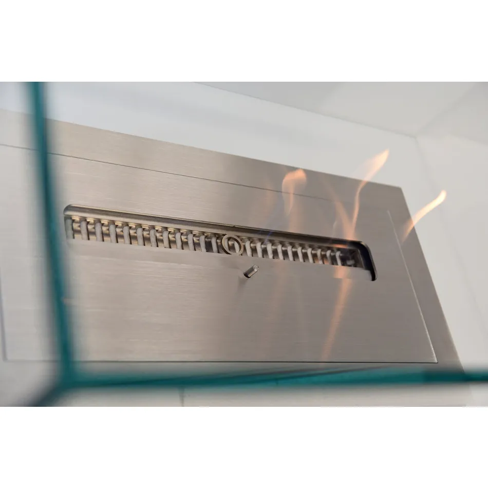 Șemineu de podea cu design modern în sticlă și oțel sau Corten - Bradley Viadurini