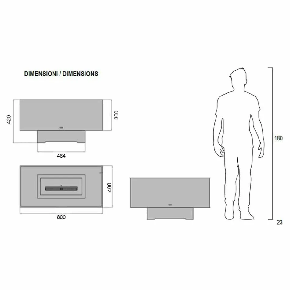 Șemineu de podea cu design modern în sticlă și oțel sau Corten - Bradley Viadurini