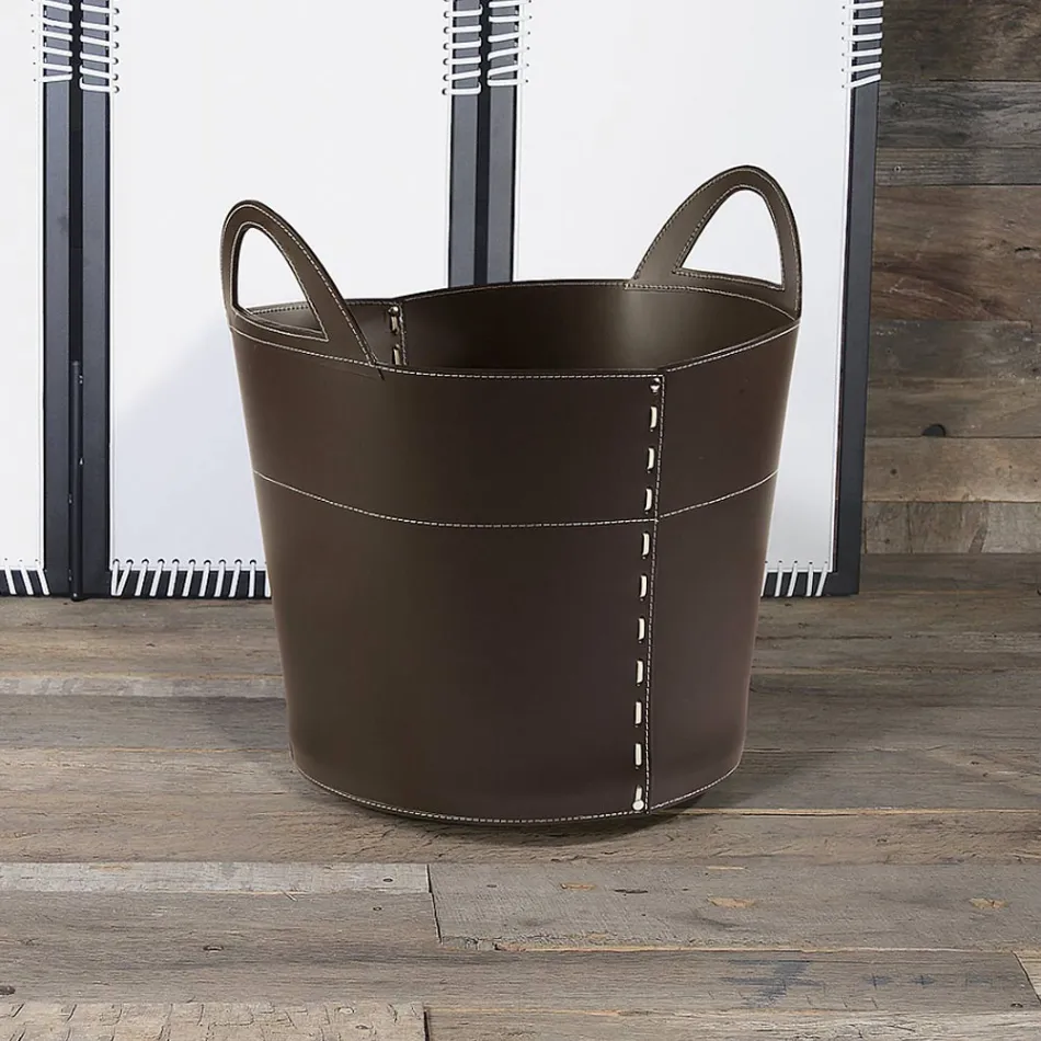 Geanta de lemn din piele dublu strat si baza din lemn fabricata in Italia Viadurini