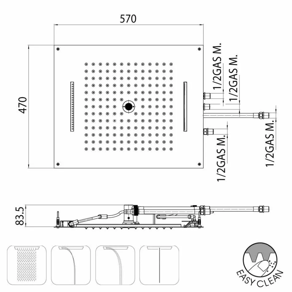 Bossini vis original cap de duș modern și patru funcții Viadurini