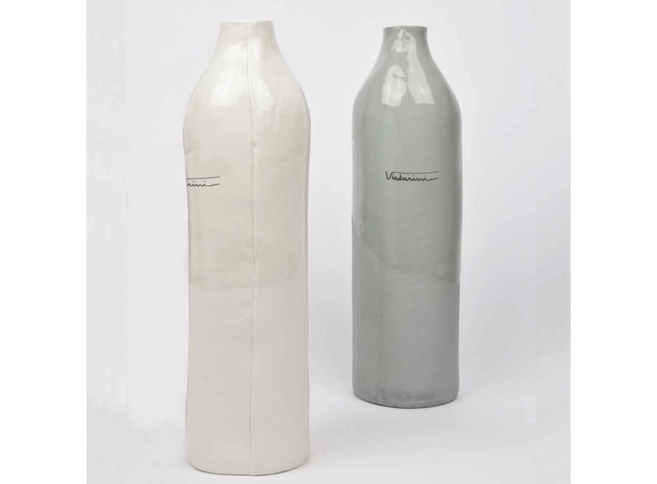 Sticle din porțelan alb și gri de lux, 2 piese unice - Arcivero Viadurini