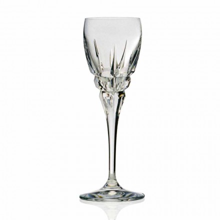 Pahar de vin alb de cristal cu sculpturi manuale 12 bucăți - Fiucco Viadurini