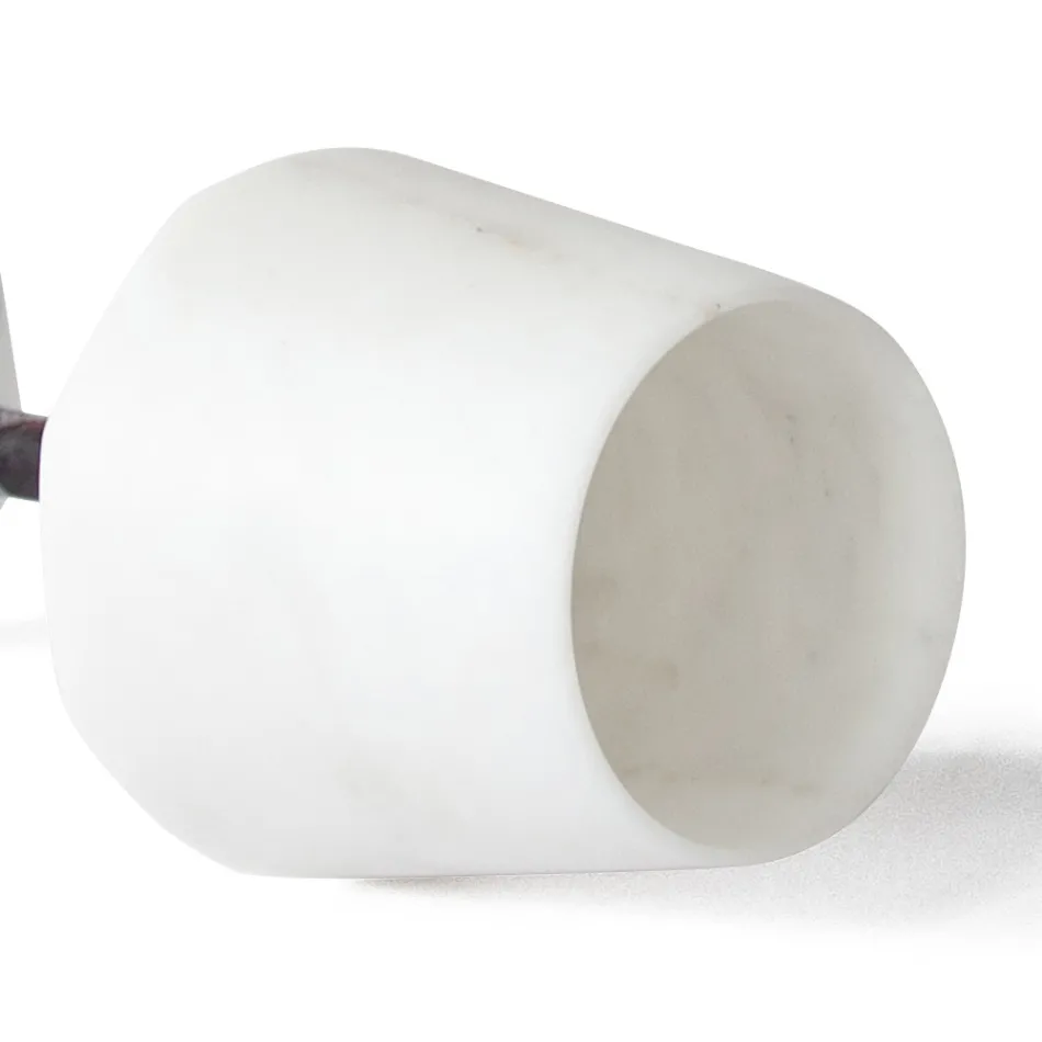 Pahar de vin din marmură albă de Carrara satinată și roșu Levanto - Caglio Viadurini