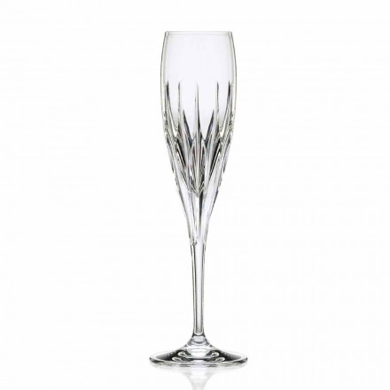 Pahar de vin de șampanie flaut în cristal ecologic 12 bucăți - Voglia Viadurini