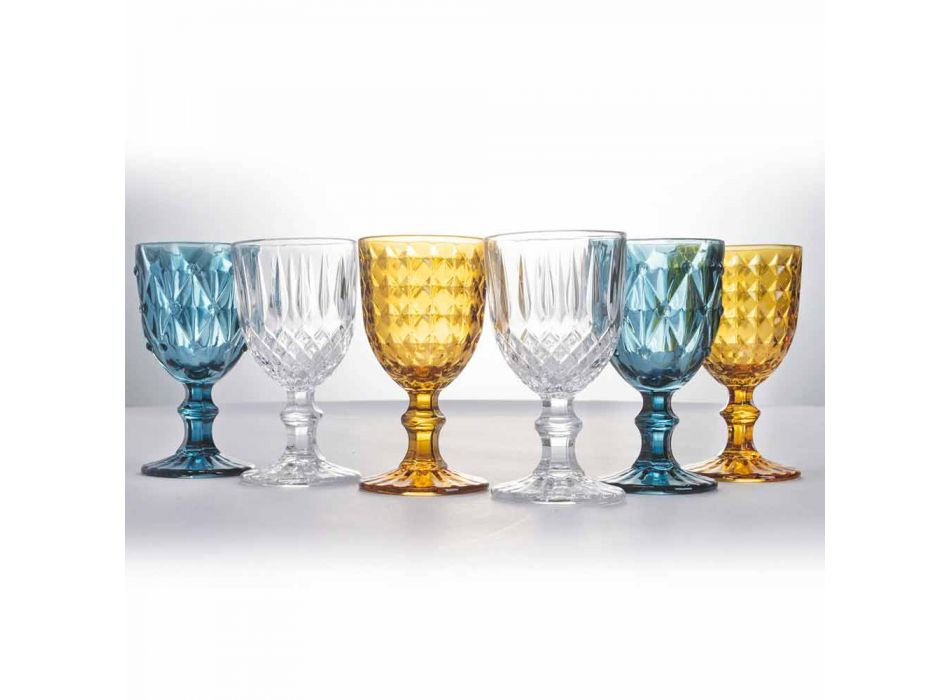 Cupe din sticlă colorată în sticlă decorată în relief, 12 bucăți - Angers Viadurini