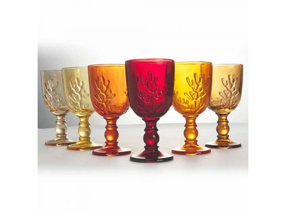Cupe colorate în decor de sticlă și corali, 12 bucăți - carmesiu Viadurini