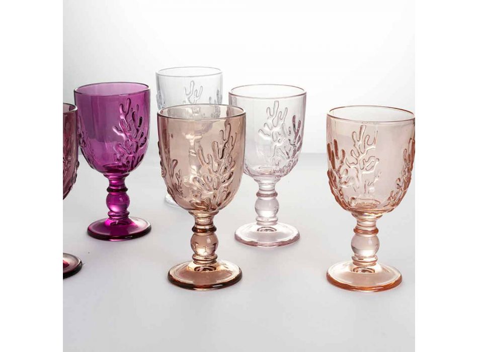Cupe colorate în decor de sticlă și corali, 12 bucăți - carmesiu Viadurini