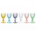 Cupe lichior în sticlă colorată și decorare romb 12 bucăți - Brillo