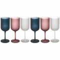 Pahare de vin din sticlă cu efect de pietriș colorat, 12 bucăți - toamnă