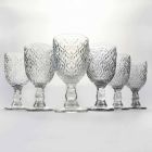 Pahare de vin din sticlă transparentă cu decor arabesc 12 bucăți - Maroc Viadurini