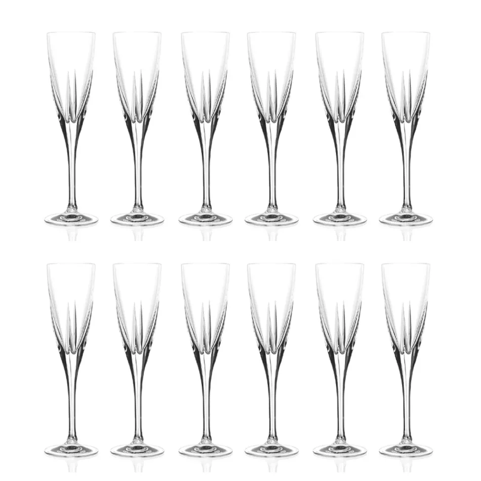 Pahare pentru flaut în cristal ecologic colorat sau transparent 12 buc. - Amalgam Viadurini