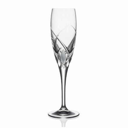 Pahare pentru flaut pentru design șampanie în cristal ecologic 12 bucăți - Montecristo Viadurini