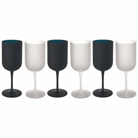 Cupe în sticlă înghețată Serviciu vin alb și negru 12 bucăți - Norvegiomasai Viadurini