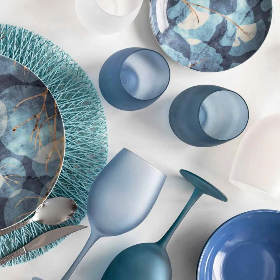 Pahare de vin colorate în sticlă mată cu efect de gheață, 12 bucăți - toamnă Viadurini