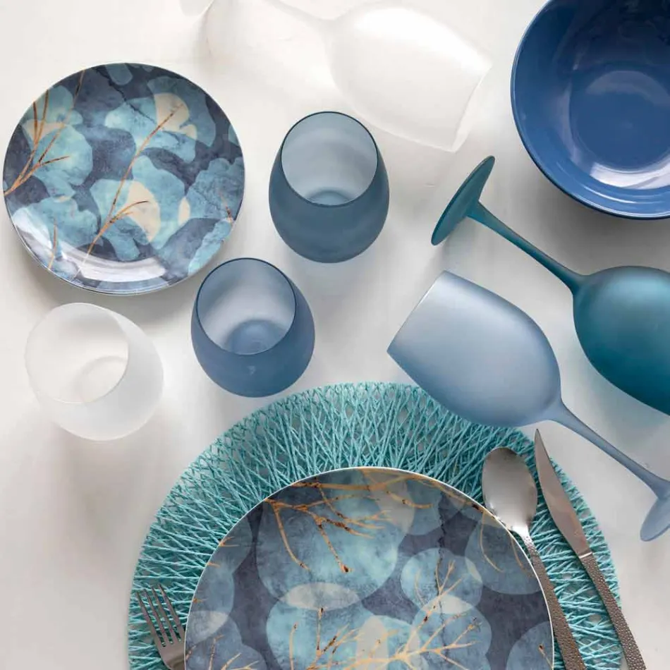 Pahare de vin colorate în sticlă mată cu efect de gheață, 12 bucăți - toamnă Viadurini