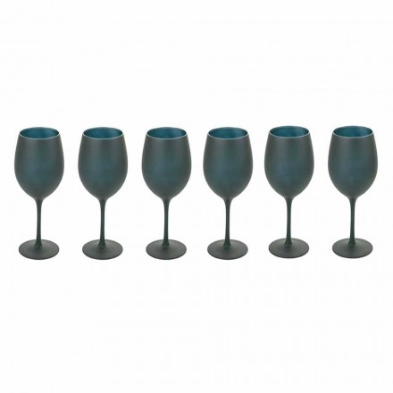 Pahare de vin roșu sau alb în sticlă neagră Serviciu complet 12 bucăți - Oronero Viadurini