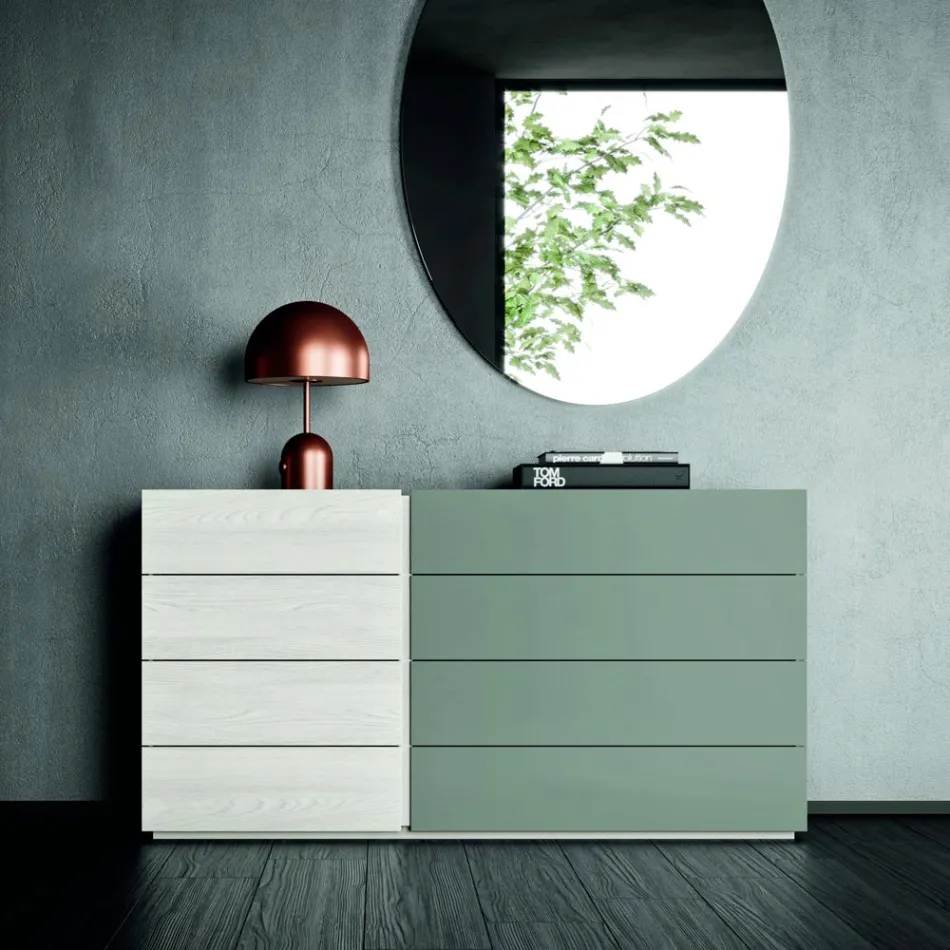 Cameră completă cu 4 elemente de design moderne Made in Italy - Mallorca Viadurini