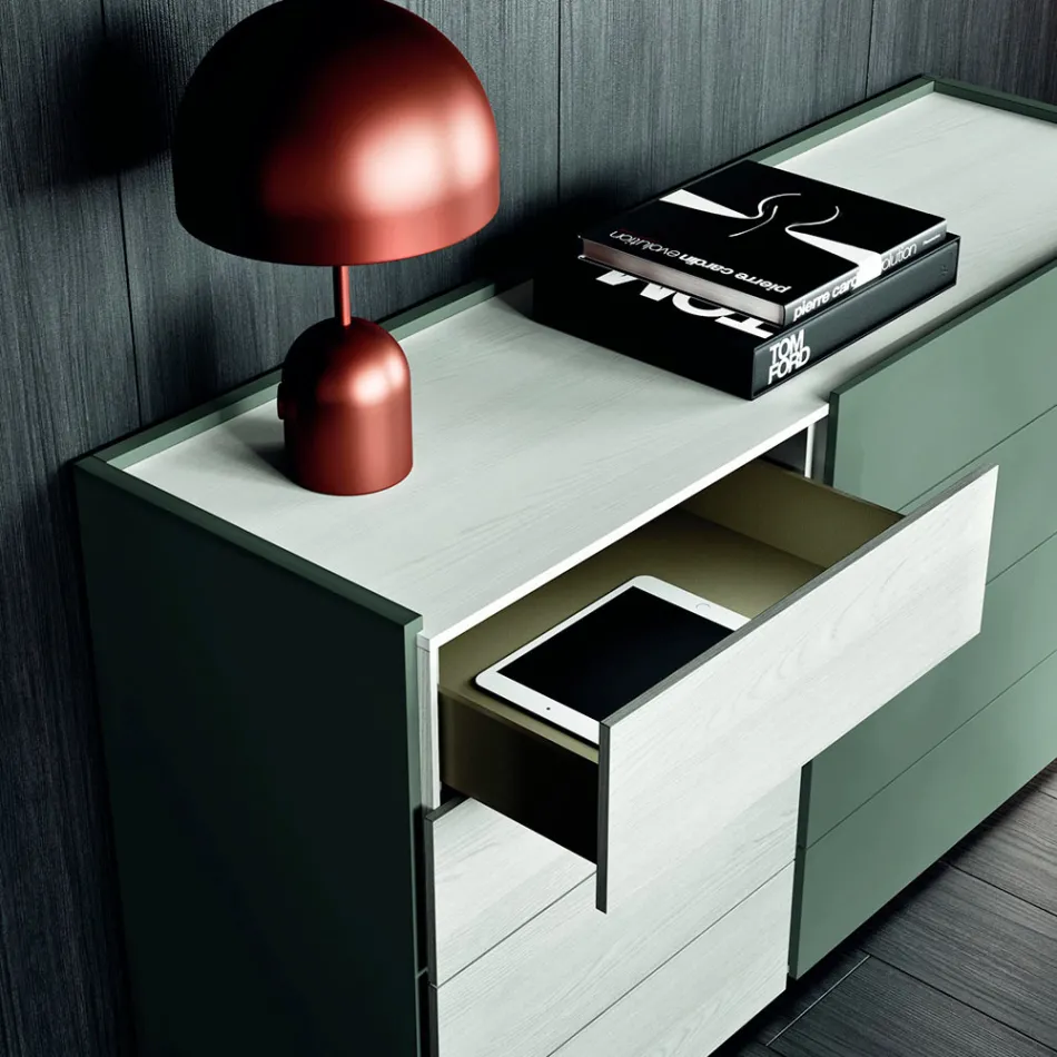 Cameră completă cu 4 elemente de design moderne Made in Italy - Mallorca Viadurini