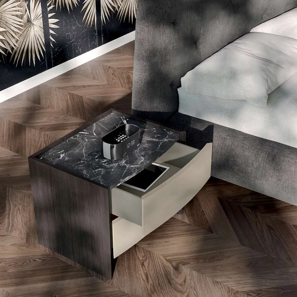 Dormitor în stil modern cu 4 elemente Made in Italy - Calimero Viadurini