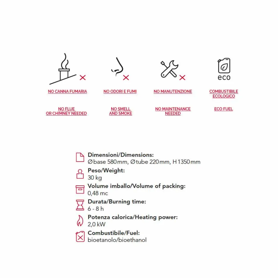 Semineu Bioetanolul în aer liber Dean podea din oțel vopsit Viadurini