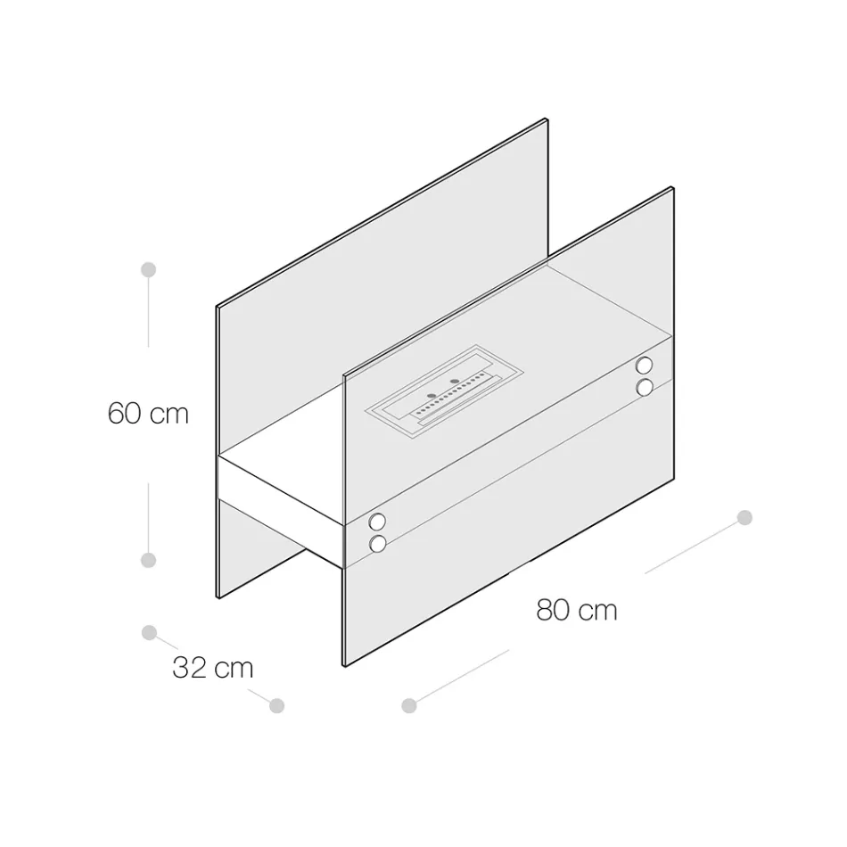 Semineu de podea cu bioetanol din metal alb si sticla securizata - Timon Viadurini