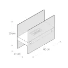 Semineu de podea cu bioetanol din metal negru si sticla securizata - Violante Viadurini