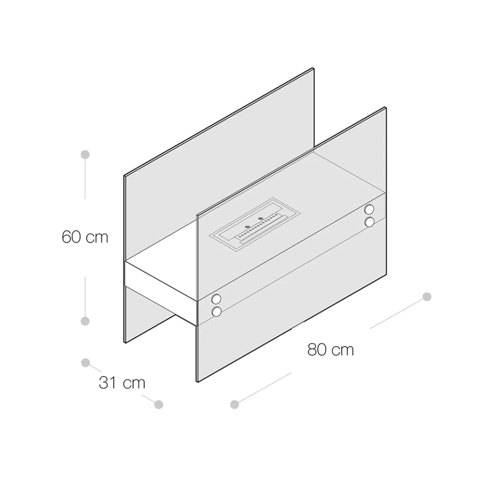 Semineu de podea cu bioetanol din metal negru si sticla securizata - Violante Viadurini