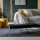 Semineu de podea cu bioetanol din metal negru si sticla securizata - Violante Viadurini