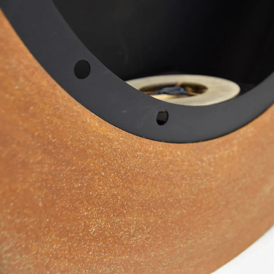 Șemineu de perete cu bioetanol din oțel vopsit cu design oval - Guiscard Viadurini