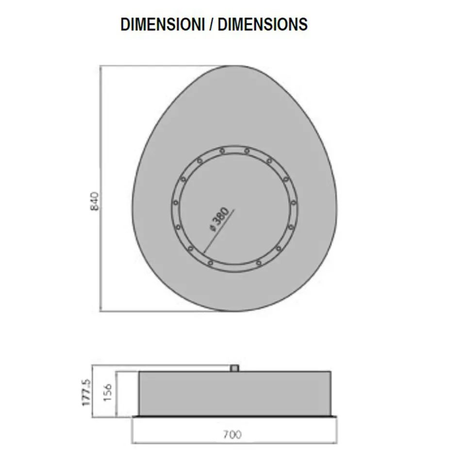 Șemineu de perete cu bioetanol din oțel vopsit cu design oval - Guiscard Viadurini