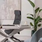 Semineu de masa cu bioetanol din sticla securizata si metal - argintiu Viadurini